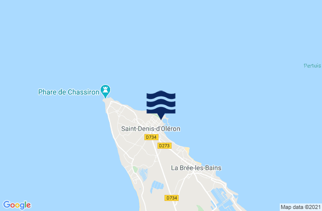 Mapa da tábua de marés em Ile d'Oleron - St Denis, France