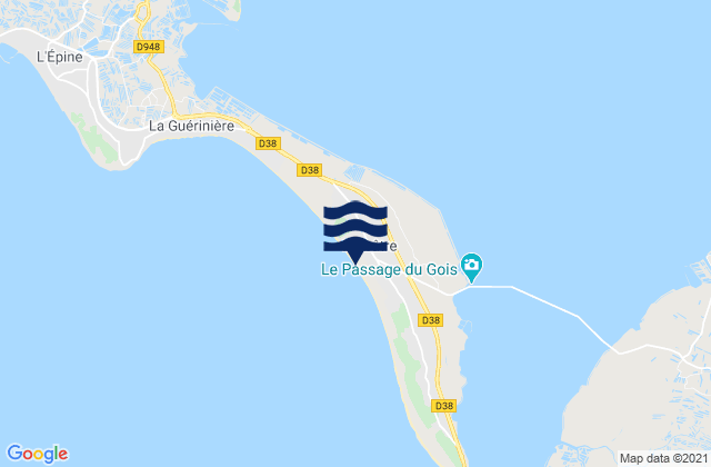 Mapa da tábua de marés em Ile de Noirmoutier - Barbatre, France
