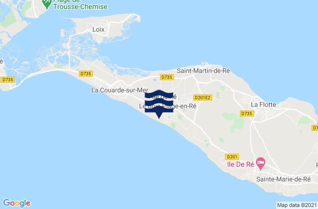 Mapa da tábua de marés em Ile de Re - Le lizay, France