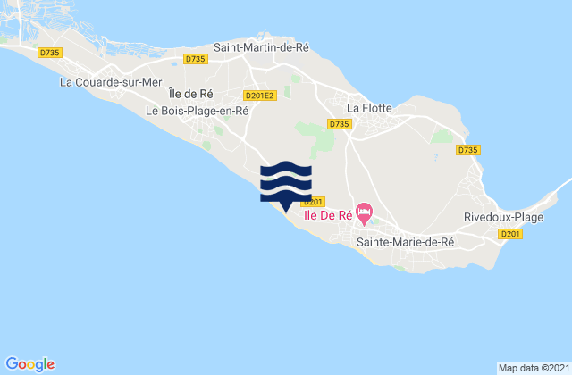 Mapa da tábua de marés em Ile de Re - Les Grenettes, France