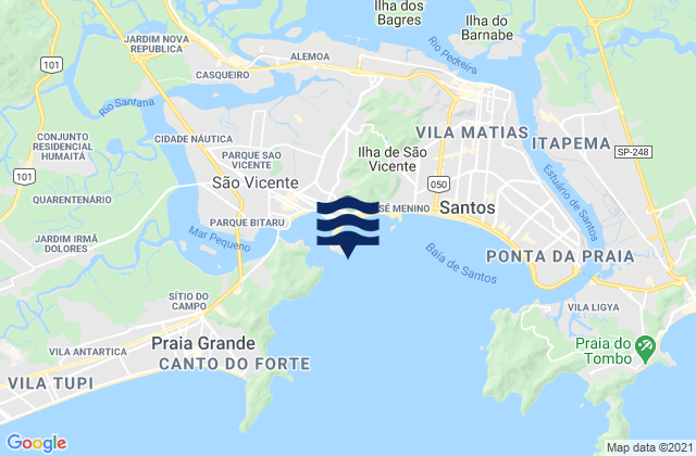 Mapa da tábua de marés em Ilha Porchat, Brazil