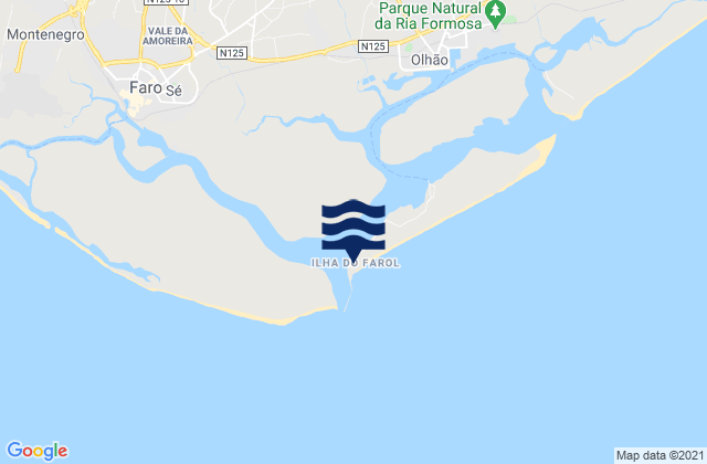Mapa da tábua de marés em Ilha do Farol, Portugal