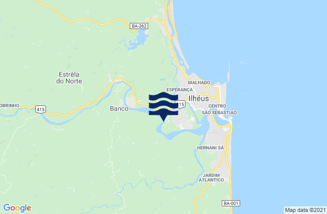 Mapa da tábua de marés em Ilhéus, Brazil
