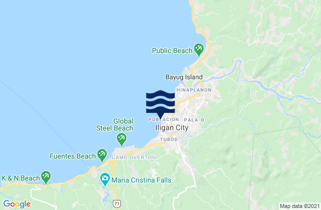 Mapa da tábua de marés em Iligan, Philippines