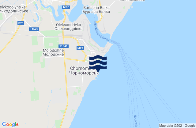 Mapa da tábua de marés em Illichivsk, Ukraine