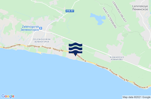 Mapa da tábua de marés em Il’ichëvo, Russia