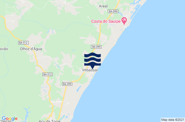 Mapa da tábua de marés em Imbacai, Brazil