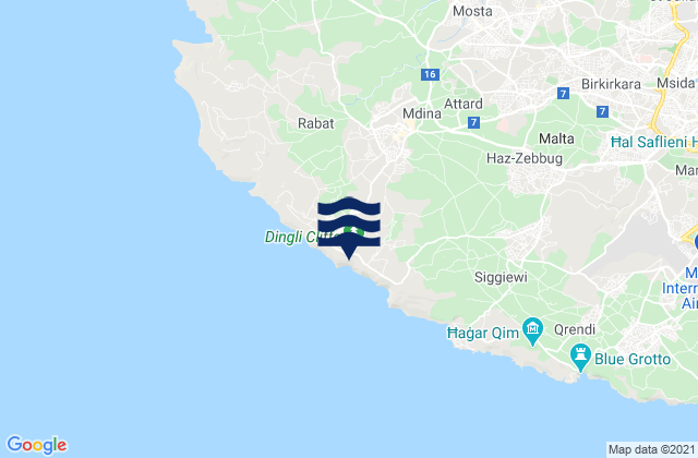 Mapa da tábua de marés em Imdina, Malta