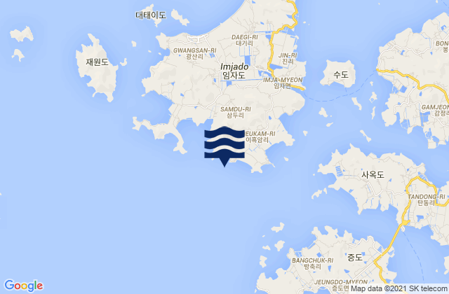 Mapa da tábua de marés em Imja-do, South Korea