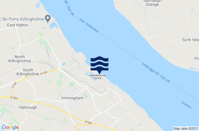 Mapa da tábua de marés em Immingham Dock, Humberside, United Kingdom