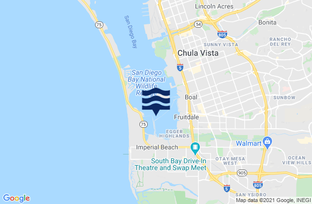 Mapa da tábua de marés em Imperial Beach, United States