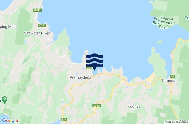 Mapa da tábua de marés em Impression Bay, Australia
