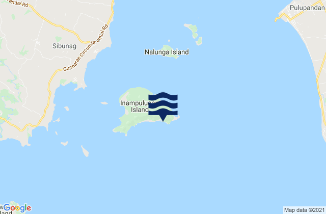 Mapa da tábua de marés em Inampulugan Island (Guimaras Island), Philippines