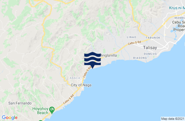 Mapa da tábua de marés em Inayagan, Philippines