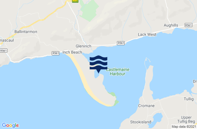 Mapa da tábua de marés em Inch, Ireland
