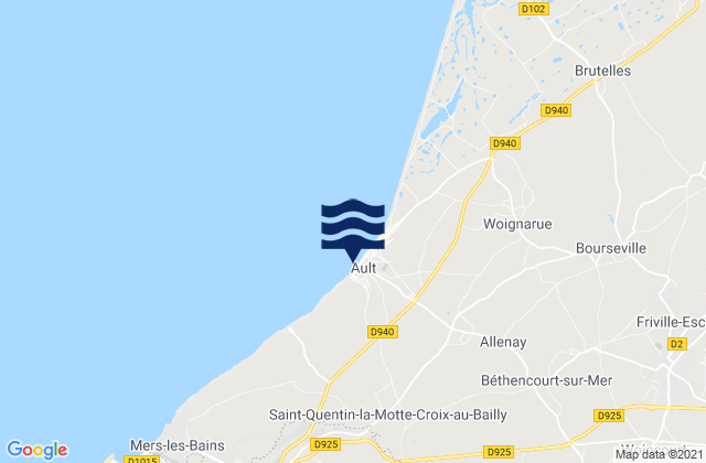 Mapa da tábua de marés em Incheville, France