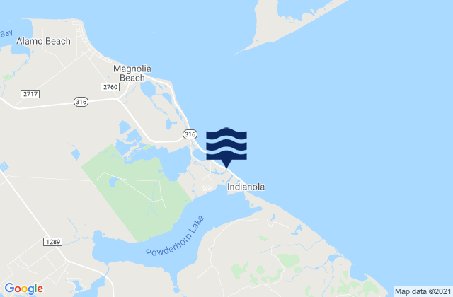 Mapa da tábua de marés em Indianola Island, United States