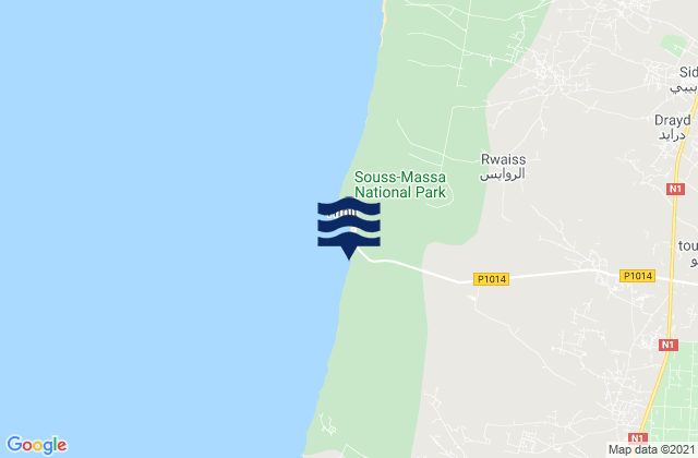 Mapa da tábua de marés em Inezgane-Ait Melloul, Morocco