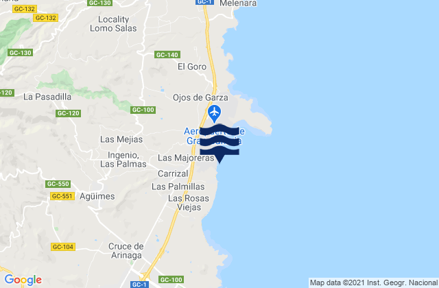 Mapa da tábua de marés em Ingenio, Spain