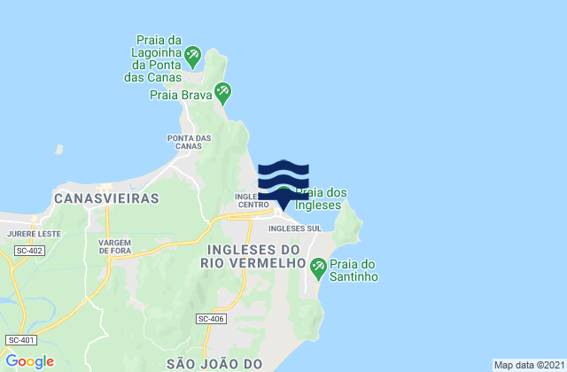Mapa da tábua de marés em Ingleses, Brazil