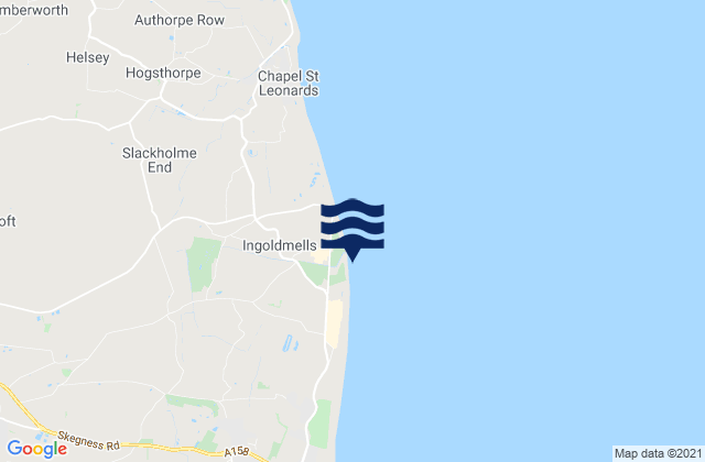 Mapa da tábua de marés em Ingoldmells Beach, United Kingdom