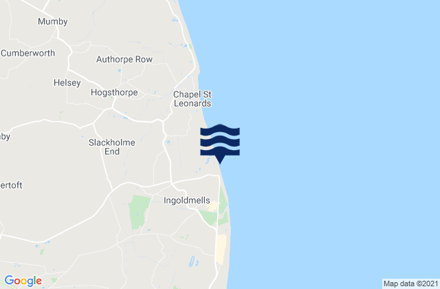 Mapa da tábua de marés em Ingoldmells, United Kingdom