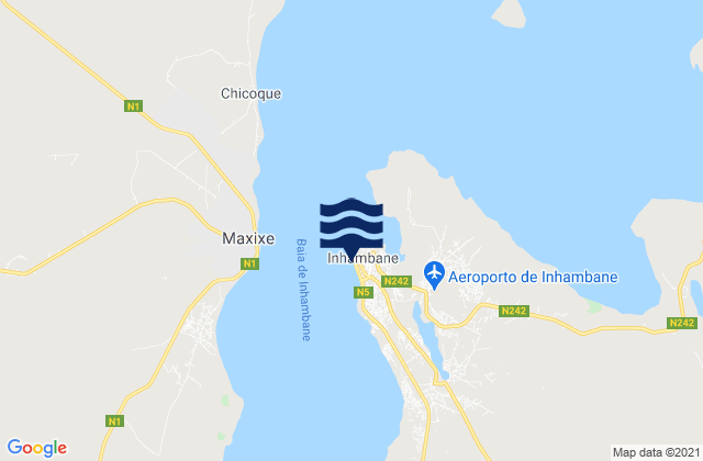 Mapa da tábua de marés em Inhambane, Mozambique
