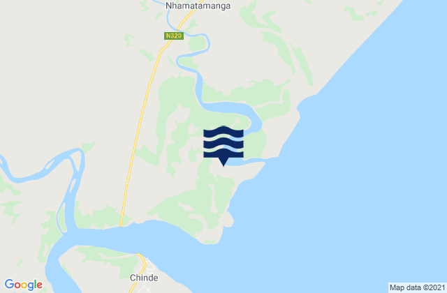 Mapa da tábua de marés em Inhamiara, Mozambique