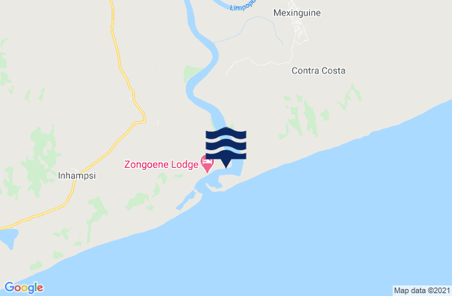 Mapa da tábua de marés em Inhampura, Mozambique