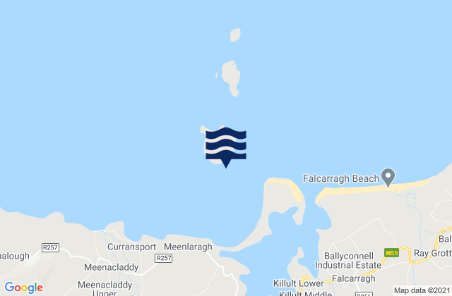Mapa da tábua de marés em Inishbofin Bay, Ireland