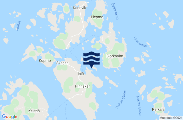 Mapa da tábua de marés em Iniö, Finland