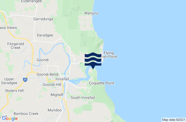 Mapa da tábua de marés em Innisfail, Australia