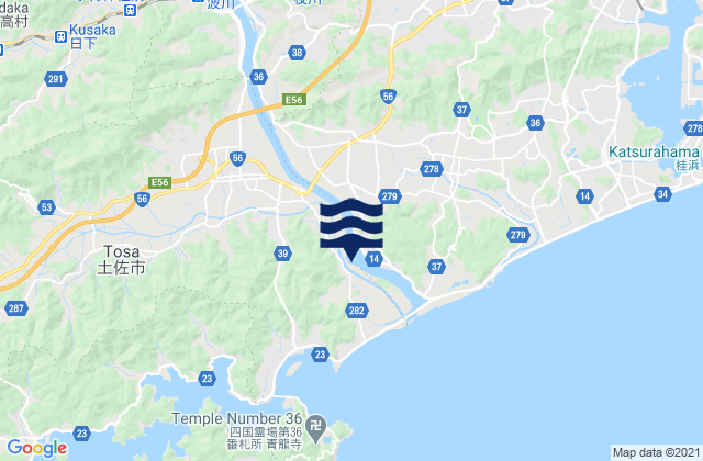 Mapa da tábua de marés em Ino, Japan