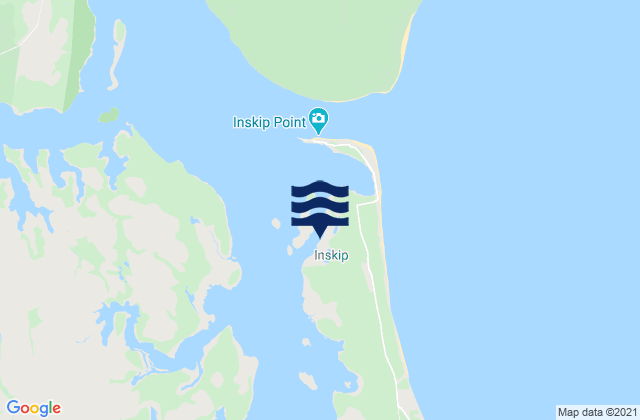 Mapa da tábua de marés em Inskip Point, Australia
