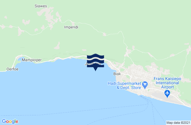Mapa da tábua de marés em Insrom, Indonesia