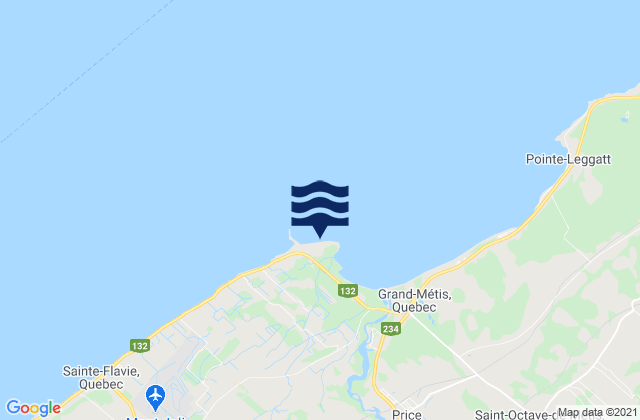 Mapa da tábua de marés em Institut Maurice-Lamontagn, Canada