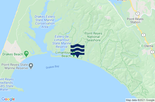 Mapa da tábua de marés em Inverness (Tomales Bay), United States