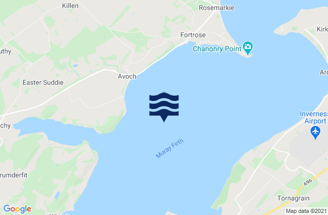 Mapa da tábua de marés em Inverness Firth, United Kingdom