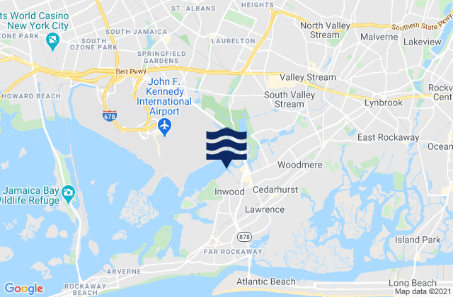 Mapa da tábua de marés em Inwood, United States