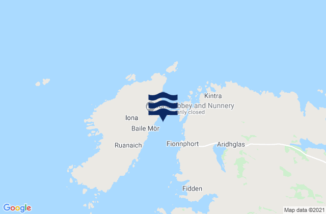 Mapa da tábua de marés em Iona, United Kingdom