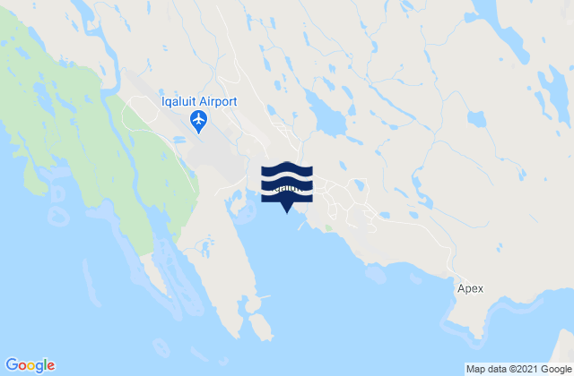 Mapa da tábua de marés em Iqaluit, Canada