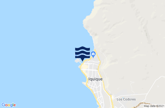 Mapa da tábua de marés em Iquique, Chile