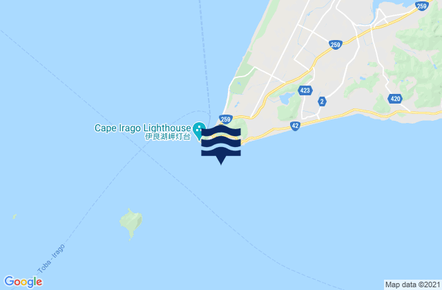 Mapa da tábua de marés em Irago, Japan