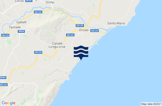 Mapa da tábua de marés em Irgoli, Italy