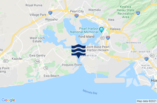 Mapa da tábua de marés em Iroquois Point Pearl Harbor, United States