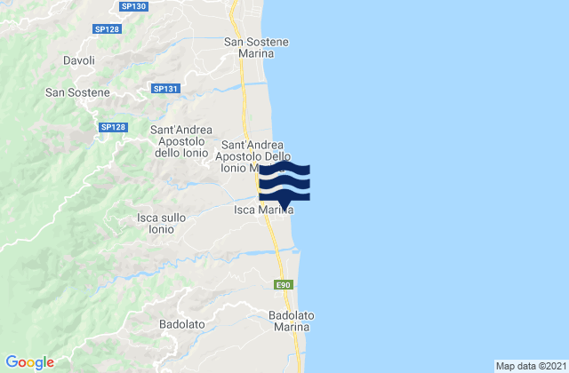 Mapa da tábua de marés em Isca Marina, Italy