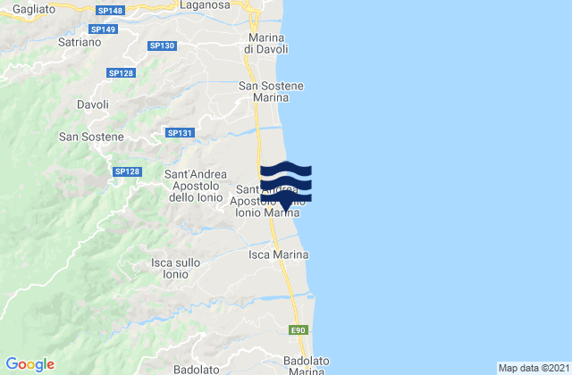 Mapa da tábua de marés em Isca sullo Ionio, Italy