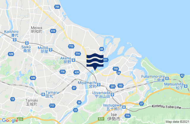 Mapa da tábua de marés em Ise, Japan