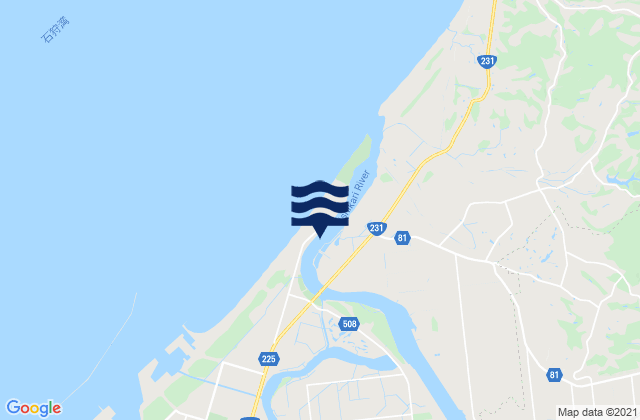 Mapa da tábua de marés em Ishikari, Japan