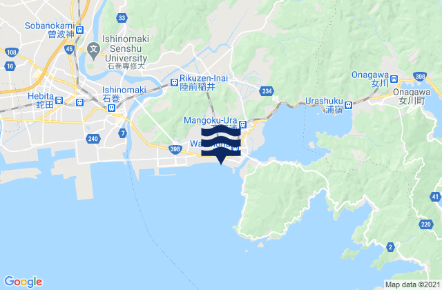Mapa da tábua de marés em Ishinomaki Shi, Japan